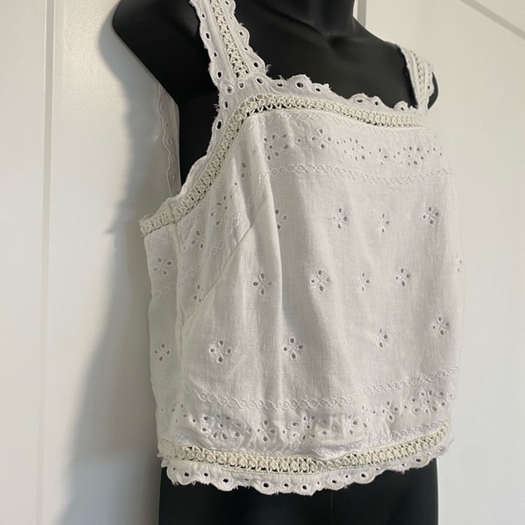 Abercrombie‎ & Fitch White Linen-Blend Tie-Back Squareneck Crop Top Size Medium - Picture 7 of 13